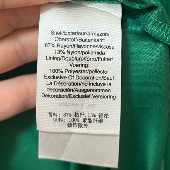 DKNY Green Long Sleeve Dress Size 4 Tie Waist Wrap Top Floral Detail Mini - Picture 6 of 9